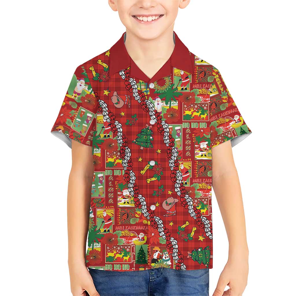 Mele Kalikimaka Pakalana Pikake Lei Family Matching Puletasi and Hawaiian Shirt Hawaiian Rodeo Paniolo Omaomao Palaka LT9 Son's Shirt Green - Polynesian Pride
