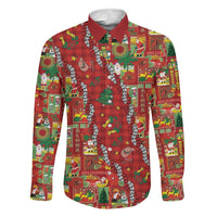 Mele Kalikimaka Pakalana Pikake Lei Family Matching Short Sleeve Bodycon Dress and Hawaiian Shirt Hawaiian Rodeo Paniolo Omaomao Palaka LT9 Dad's Shirt - Long Sleeve Green - Polynesian Pride