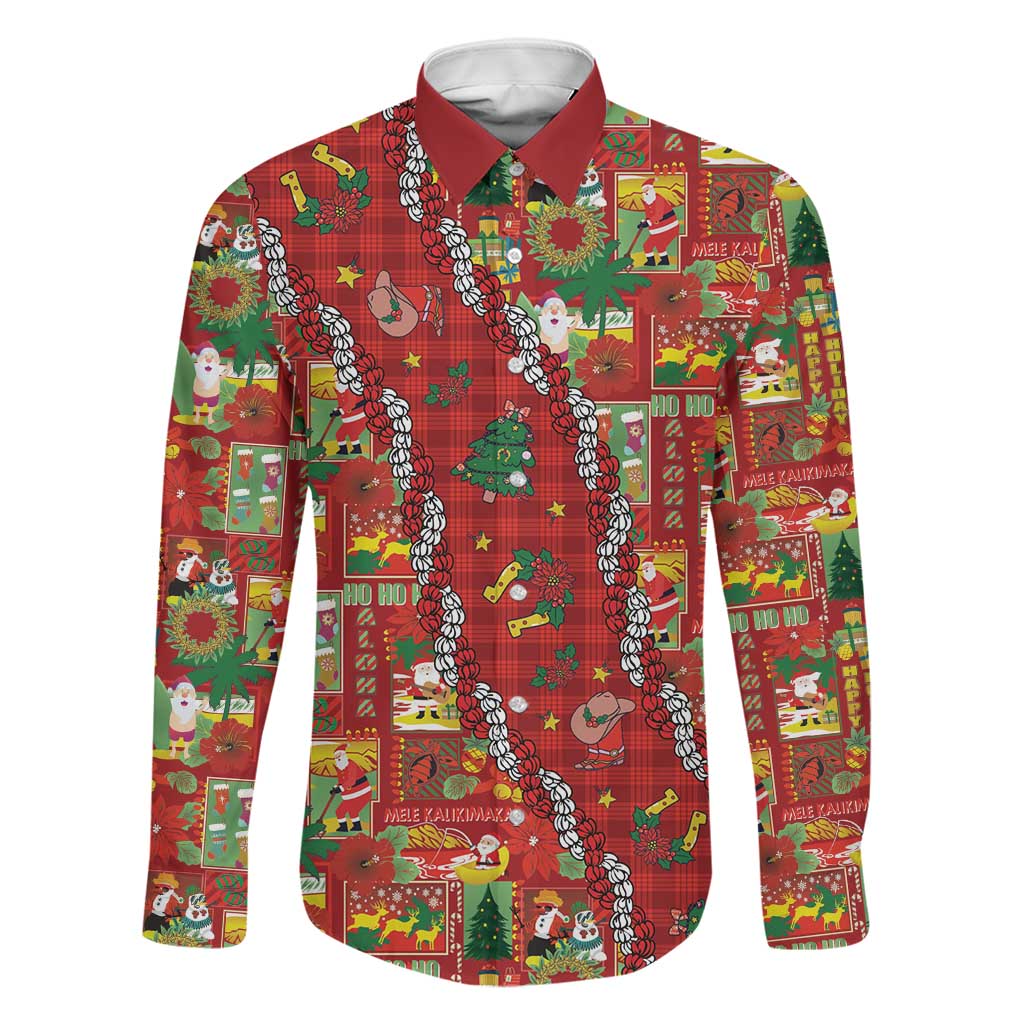 Mele Kalikimaka Pakalana Pikake Lei Family Matching Summer Maxi Dress and Hawaiian Shirt Hawaiian Rodeo Paniolo Omaomao Palaka LT9 Dad's Shirt - Long Sleeve Green - Polynesian Pride