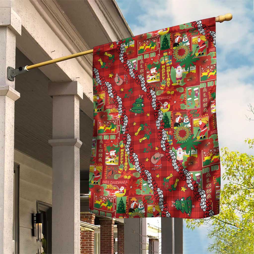 Mele Kalikimaka Pakalana Pikake Lei Garden Flag Hawaiian Rodeo Paniolo Omaomao Palaka - Polynesian Pride