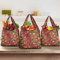 Mele Kalikimaka Pakalana Pikake Lei Grocery Bag Hawaiian Rodeo Paniolo Omaomao Palaka - Polynesian Pride