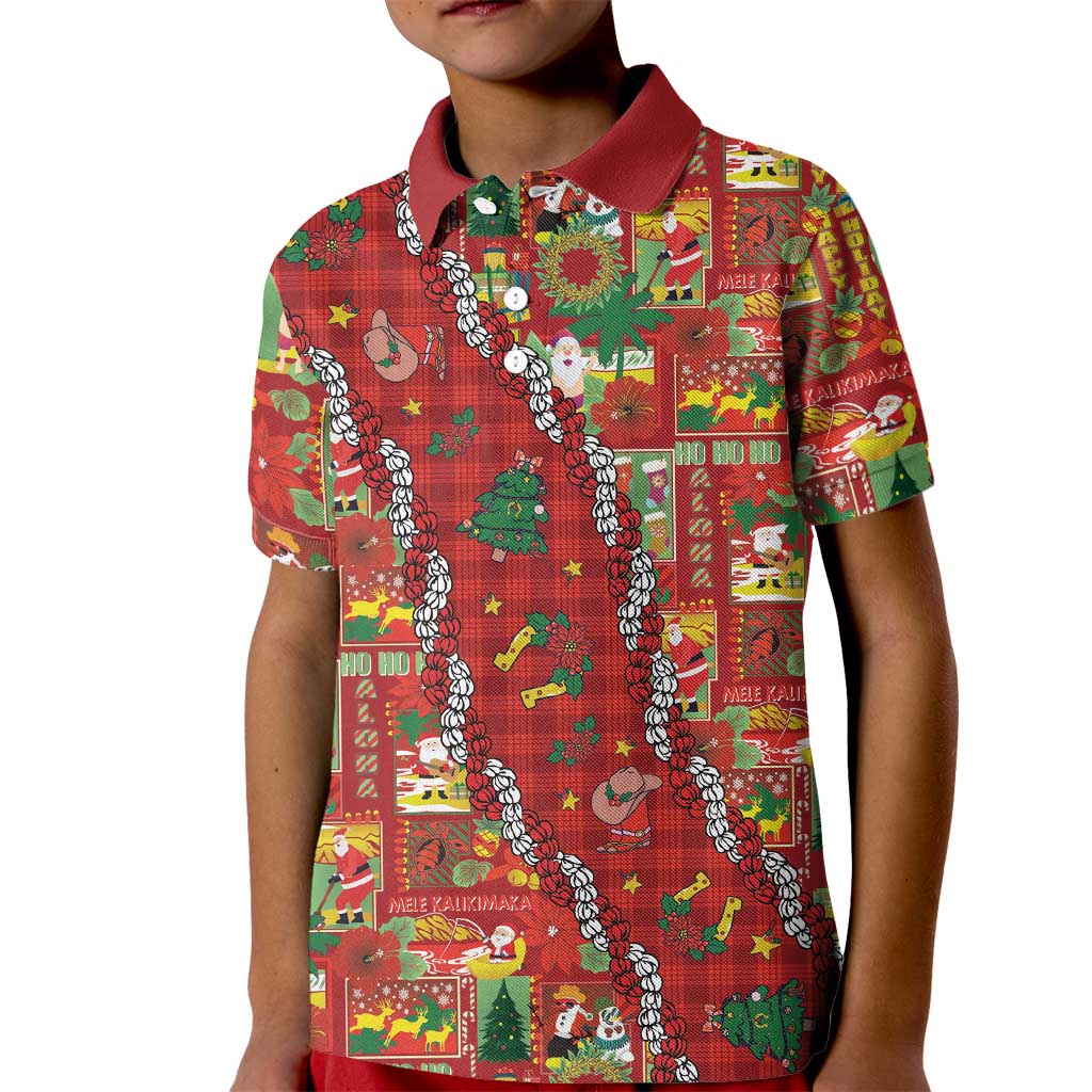 Mele Kalikimaka Pakalana Pikake Lei Kid Polo Shirt Hawaiian Rodeo Paniolo Omaomao Palaka LT9 Kid Green - Polynesian Pride
