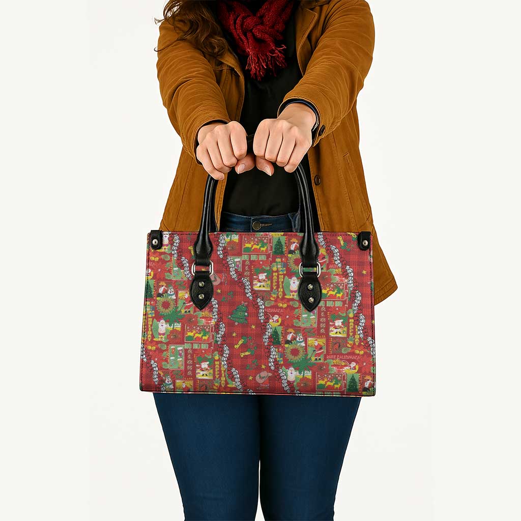 Mele Kalikimaka Pakalana Pikake Lei Leather Bag Hawaiian Rodeo Paniolo Omaomao Palaka - Polynesian Pride