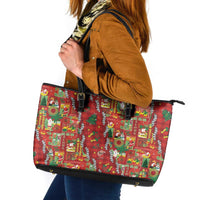 Mele Kalikimaka Pakalana Pikake Lei Leather Tote Bag Hawaiian Rodeo Paniolo Omaomao Palaka - Polynesian Pride