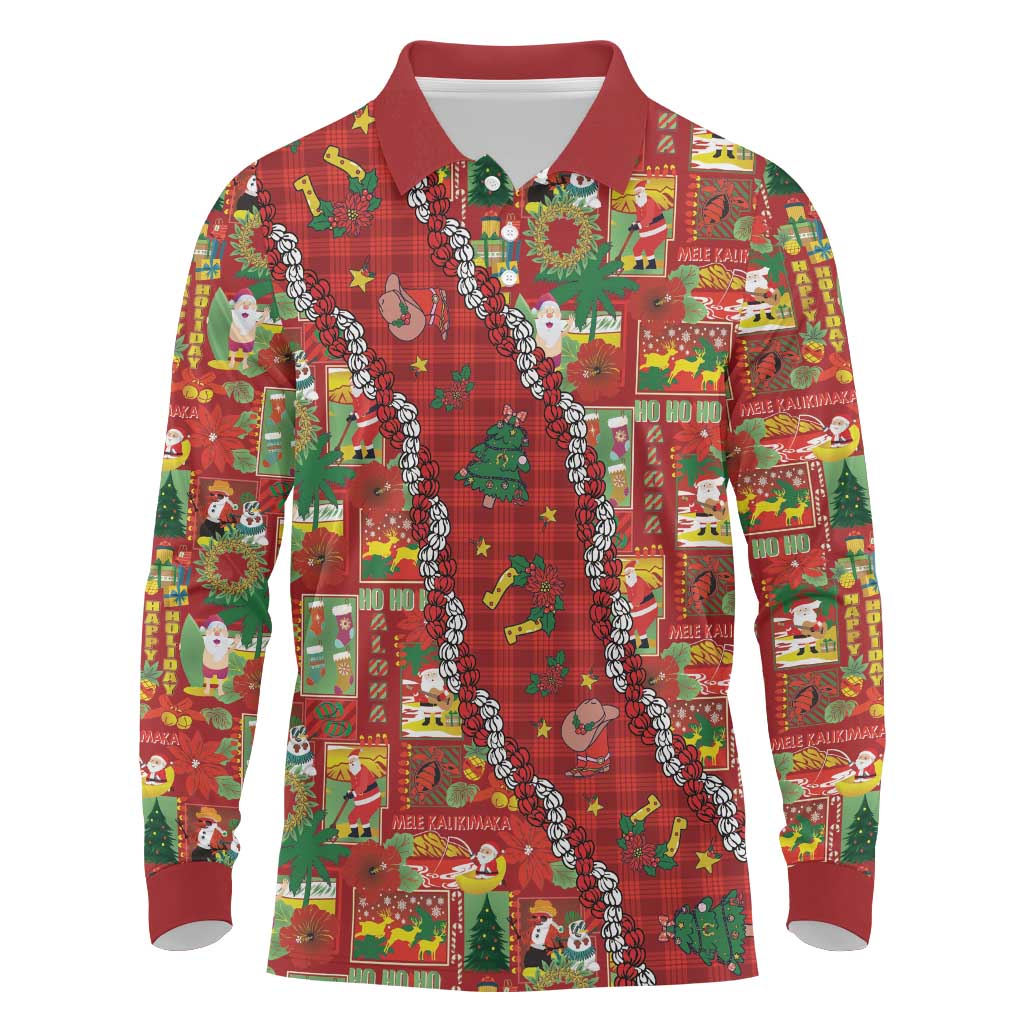 Mele Kalikimaka Pakalana Pikake Lei Long Sleeve Polo Shirt Hawaiian Rodeo Paniolo Omaomao Palaka LT9 Green - Polynesian Pride