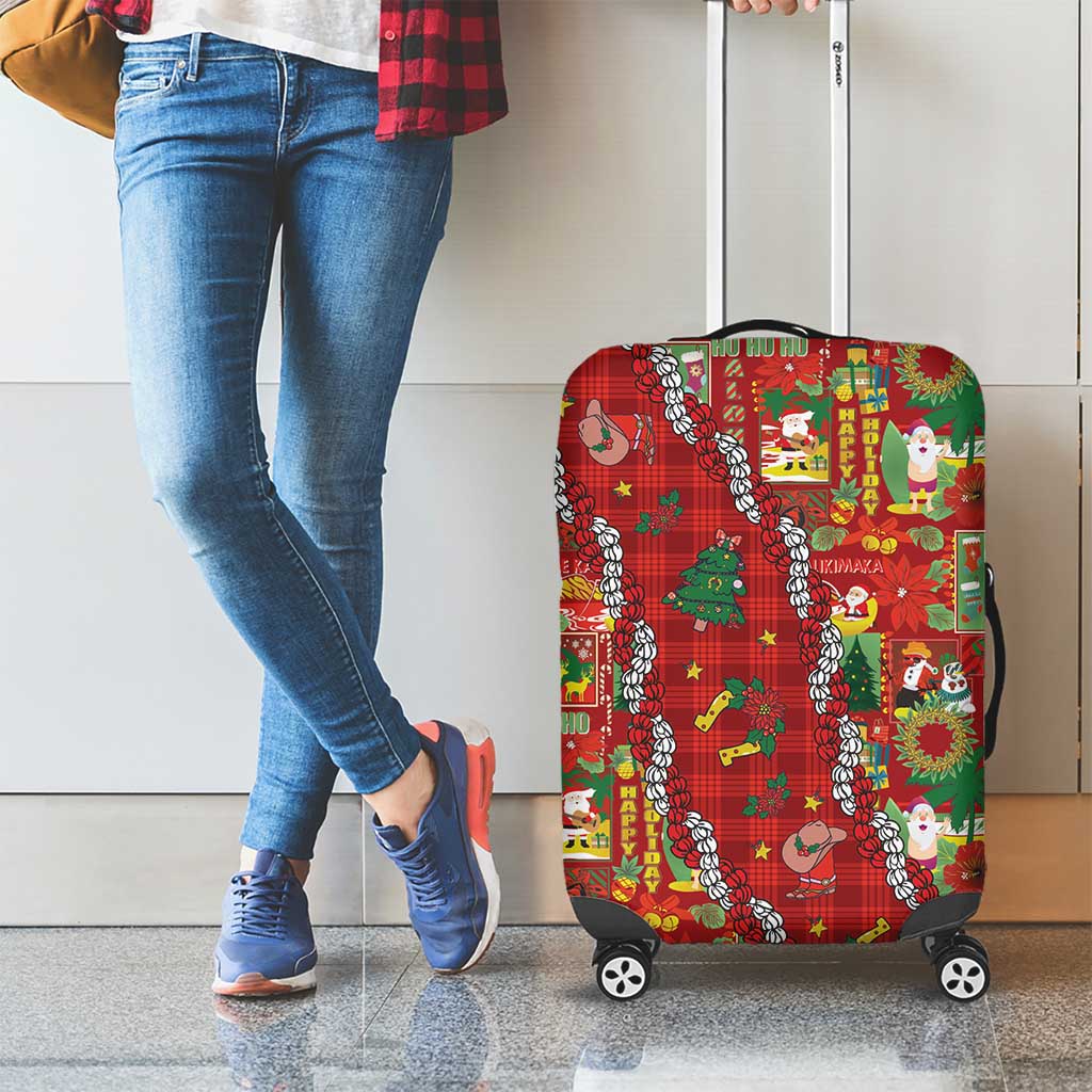 Mele Kalikimaka Pakalana Pikake Lei Luggage Cover Hawaiian Rodeo Paniolo Omaomao Palaka - Polynesian Pride
