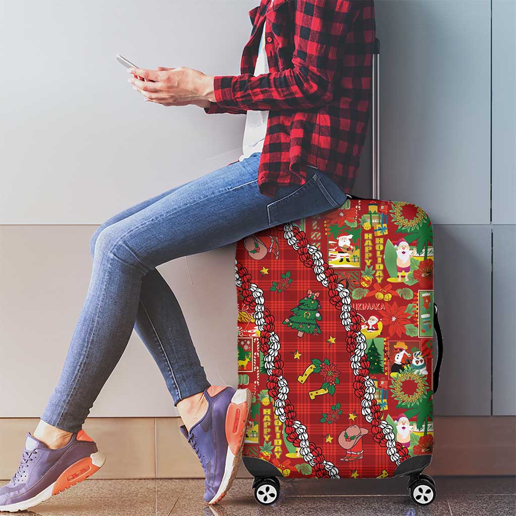Mele Kalikimaka Pakalana Pikake Lei Luggage Cover Hawaiian Rodeo Paniolo Omaomao Palaka - Polynesian Pride