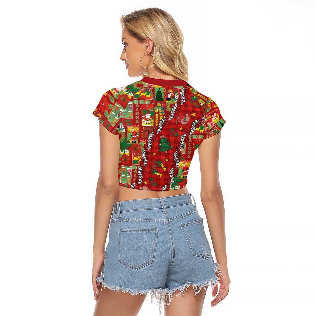 Mele Kalikimaka Pakalana Pikake Lei Raglan Cropped T Shirt Hawaiian Rodeo Paniolo Omaomao Palaka - Polynesian Pride
