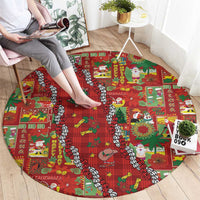 Mele Kalikimaka Pakalana Pikake Lei Round Carpet Hawaiian Rodeo Paniolo Omaomao Palaka - Polynesian Pride