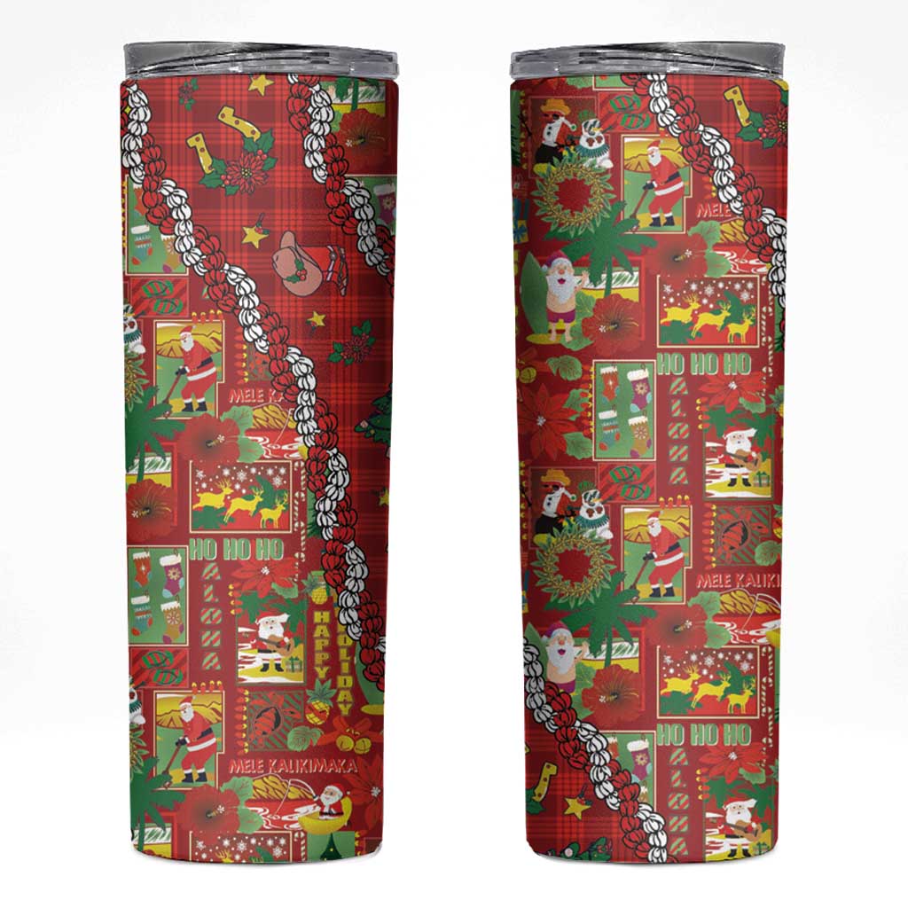 Mele Kalikimaka Pakalana Pikake Lei Skinny Tumbler Hawaiian Rodeo Paniolo Omaomao Palaka LT9 Green - Polynesian Pride