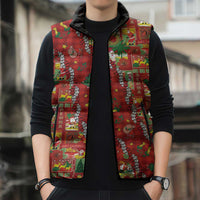 Mele Kalikimaka Pakalana Pikake Lei Sleeveless Puffer Jacket Hawaiian Rodeo Paniolo Omaomao Palaka - Polynesian Pride