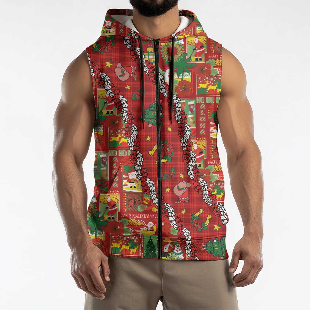 Mele Kalikimaka Pakalana Pikake Lei Sleeveless Zip Hoodie Hawaiian Rodeo Paniolo Omaomao Palaka LT9 - Polynesian Pride