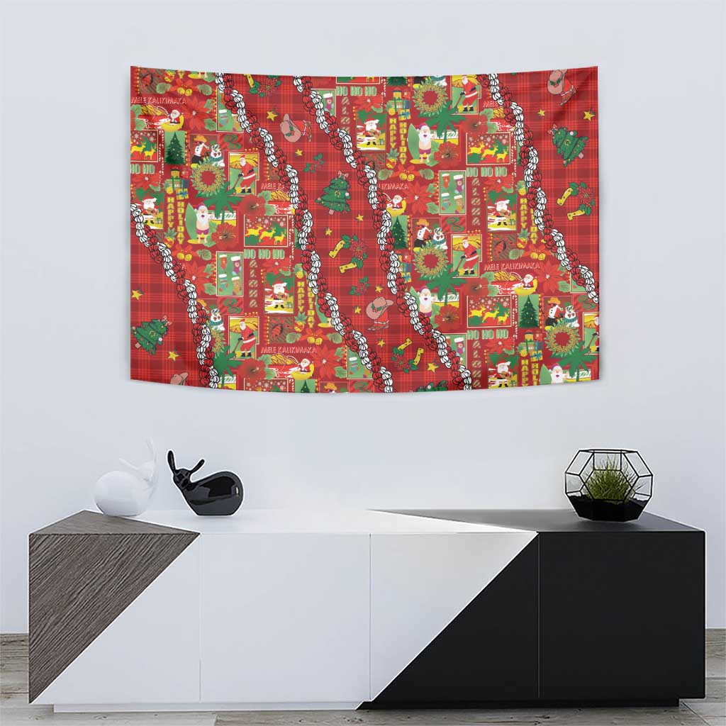 Mele Kalikimaka Pakalana Pikake Lei Tapestry Hawaiian Rodeo Paniolo Omaomao Palaka - Polynesian Pride