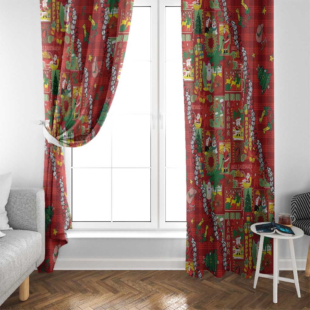 Mele Kalikimaka Pakalana Pikake Lei Window Curtain Hawaiian Rodeo Paniolo Omaomao Palaka - Polynesian Pride