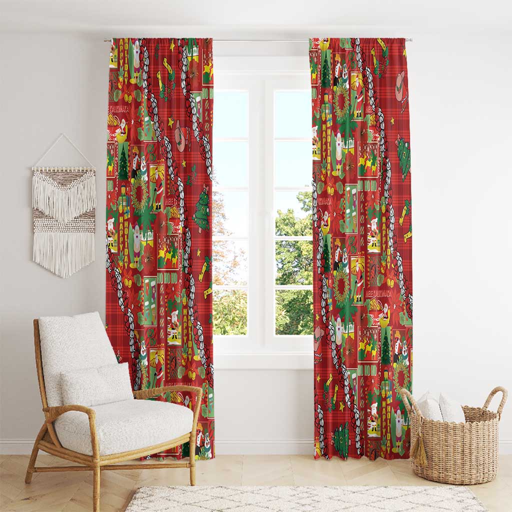 Mele Kalikimaka Pakalana Pikake Lei Window Curtain Hawaiian Rodeo Paniolo Omaomao Palaka - Polynesian Pride