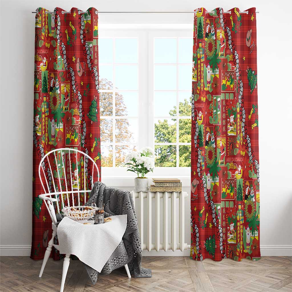 Mele Kalikimaka Pakalana Pikake Lei Window Curtain Hawaiian Rodeo Paniolo Omaomao Palaka - Polynesian Pride