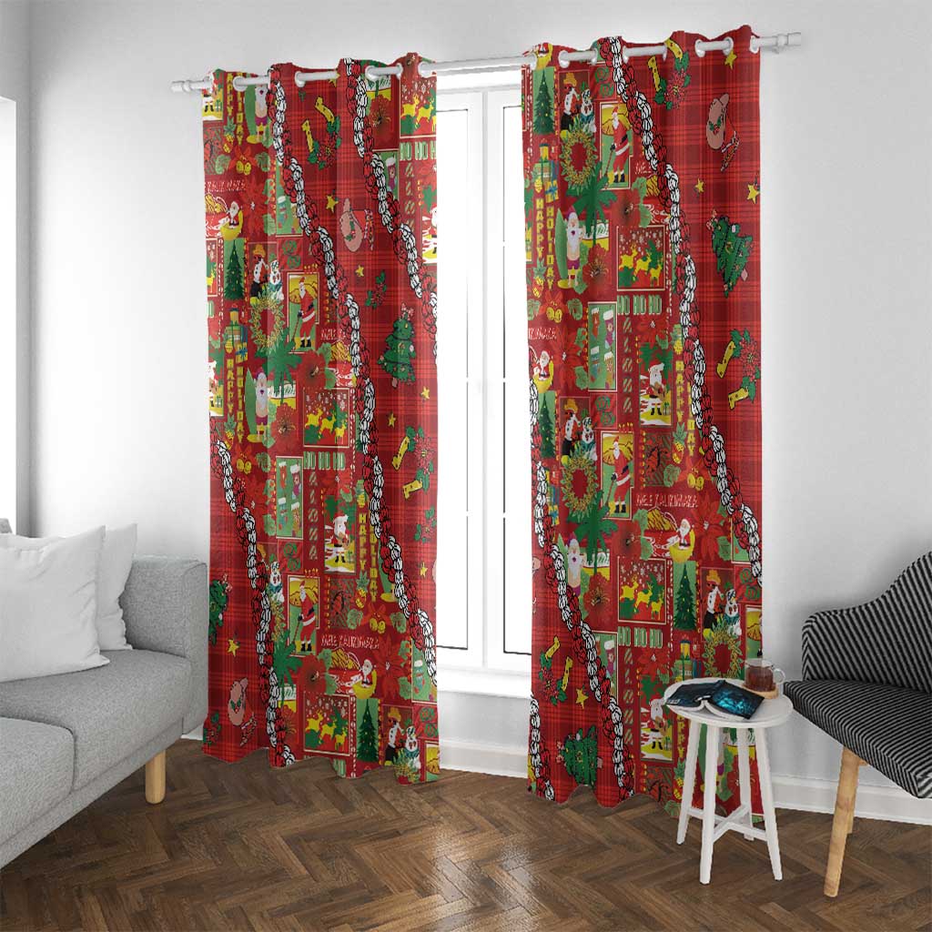 Mele Kalikimaka Pakalana Pikake Lei Window Curtain Hawaiian Rodeo Paniolo Omaomao Palaka - Polynesian Pride