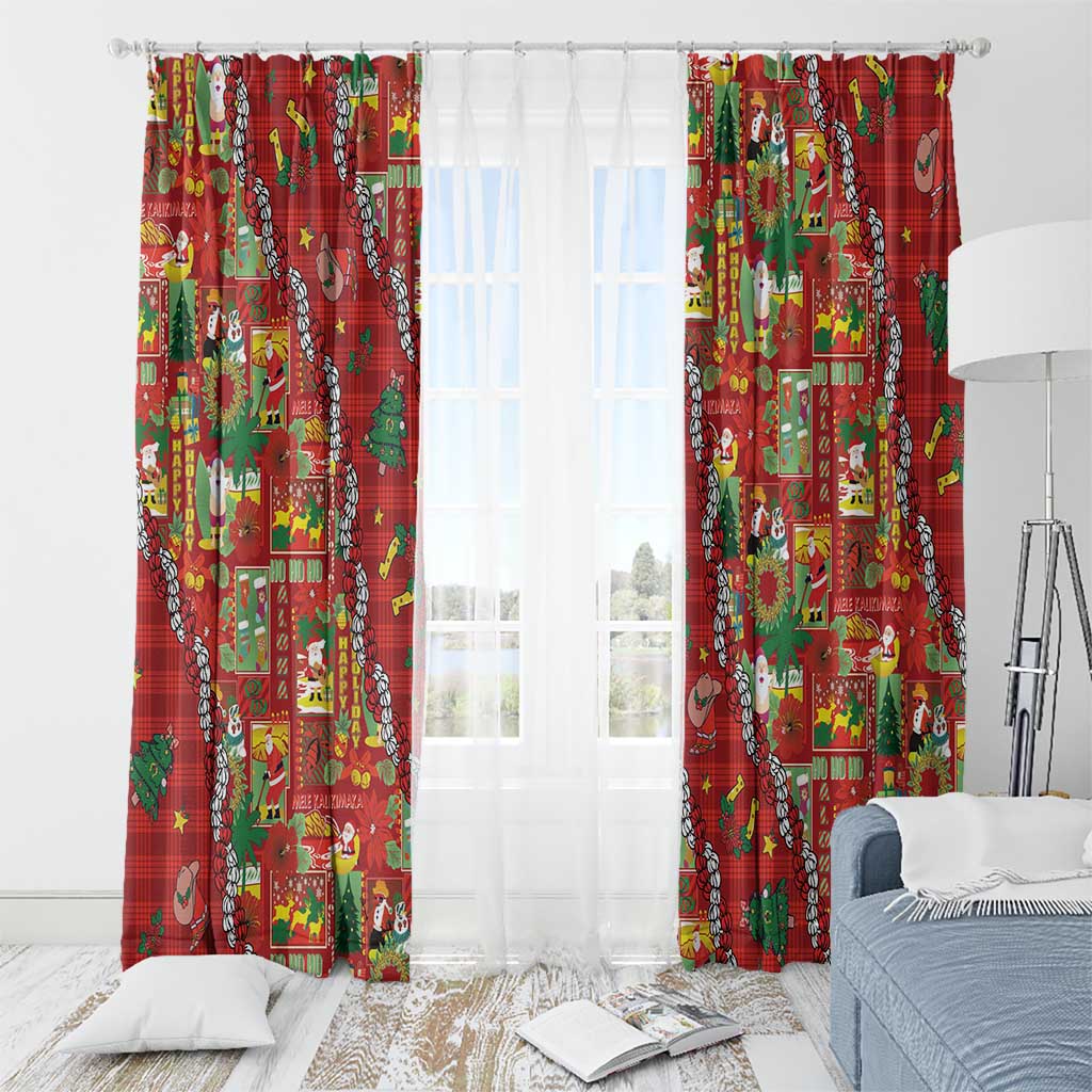Mele Kalikimaka Pakalana Pikake Lei Window Curtain Hawaiian Rodeo Paniolo Omaomao Palaka - Polynesian Pride