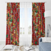 Mele Kalikimaka Pakalana Pikake Lei Window Curtain Hawaiian Rodeo Paniolo Omaomao Palaka - Polynesian Pride