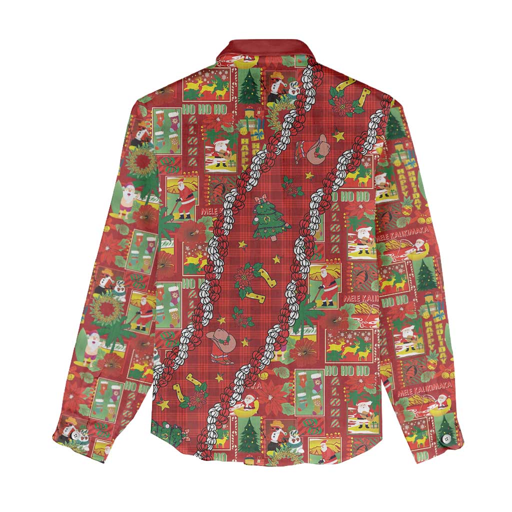 Mele Kalikimaka Pakalana Pikake Lei Women Casual Shirt Hawaiian Rodeo Paniolo Omaomao Palaka LT9 - Polynesian Pride