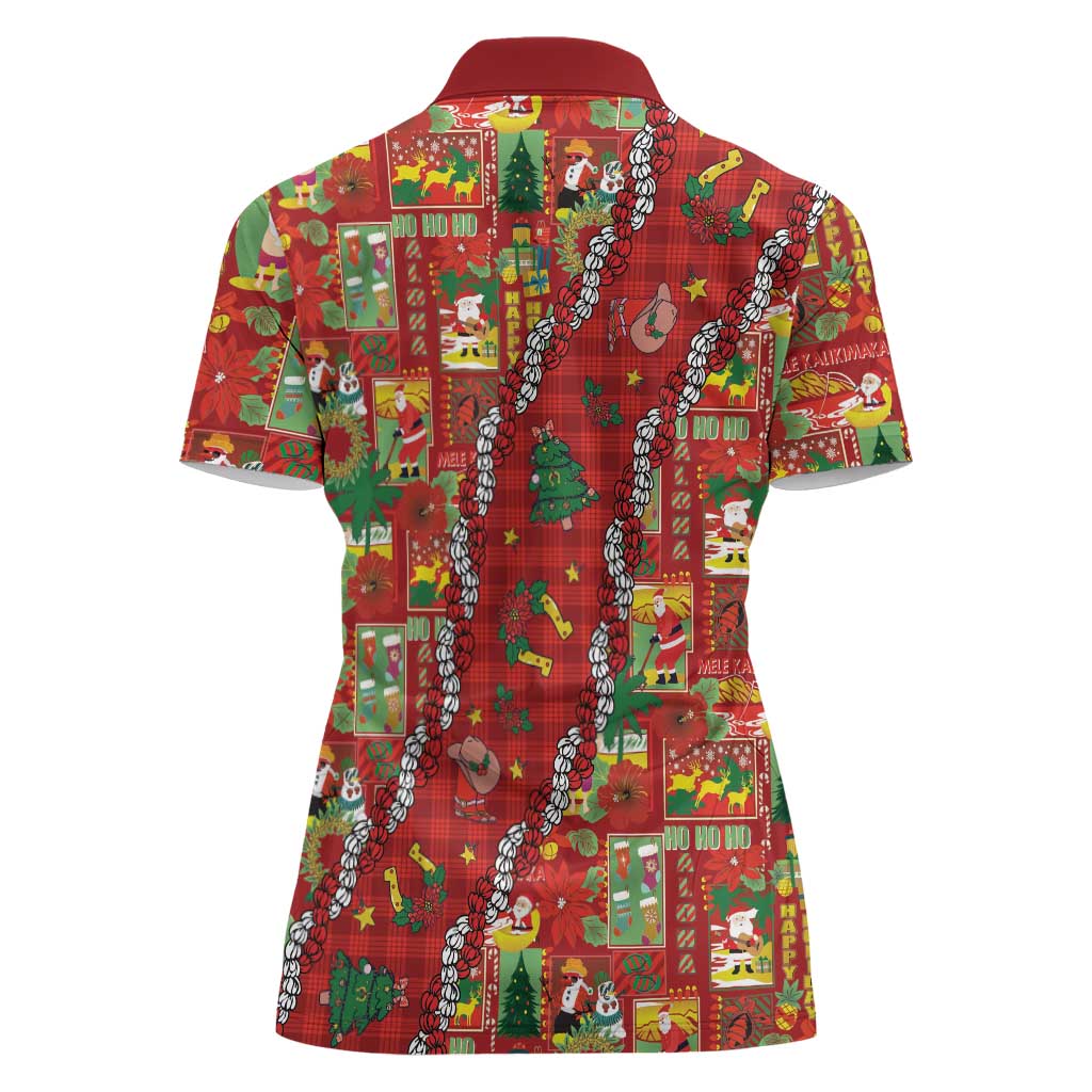 Mele Kalikimaka Pakalana Pikake Lei Women Polo Shirt Hawaiian Rodeo Paniolo Omaomao Palaka LT9 - Polynesian Pride
