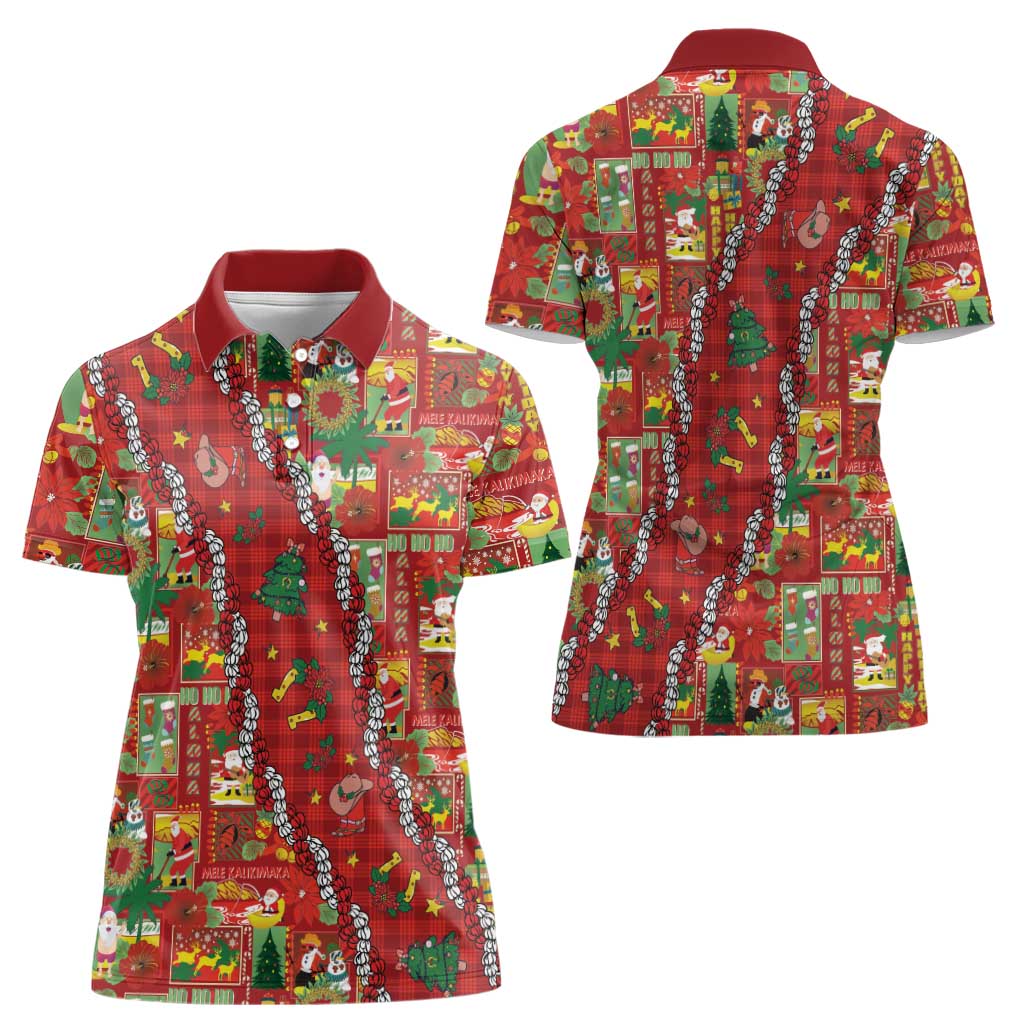 Mele Kalikimaka Pakalana Pikake Lei Women Polo Shirt Hawaiian Rodeo Paniolo Omaomao Palaka LT9 - Polynesian Pride