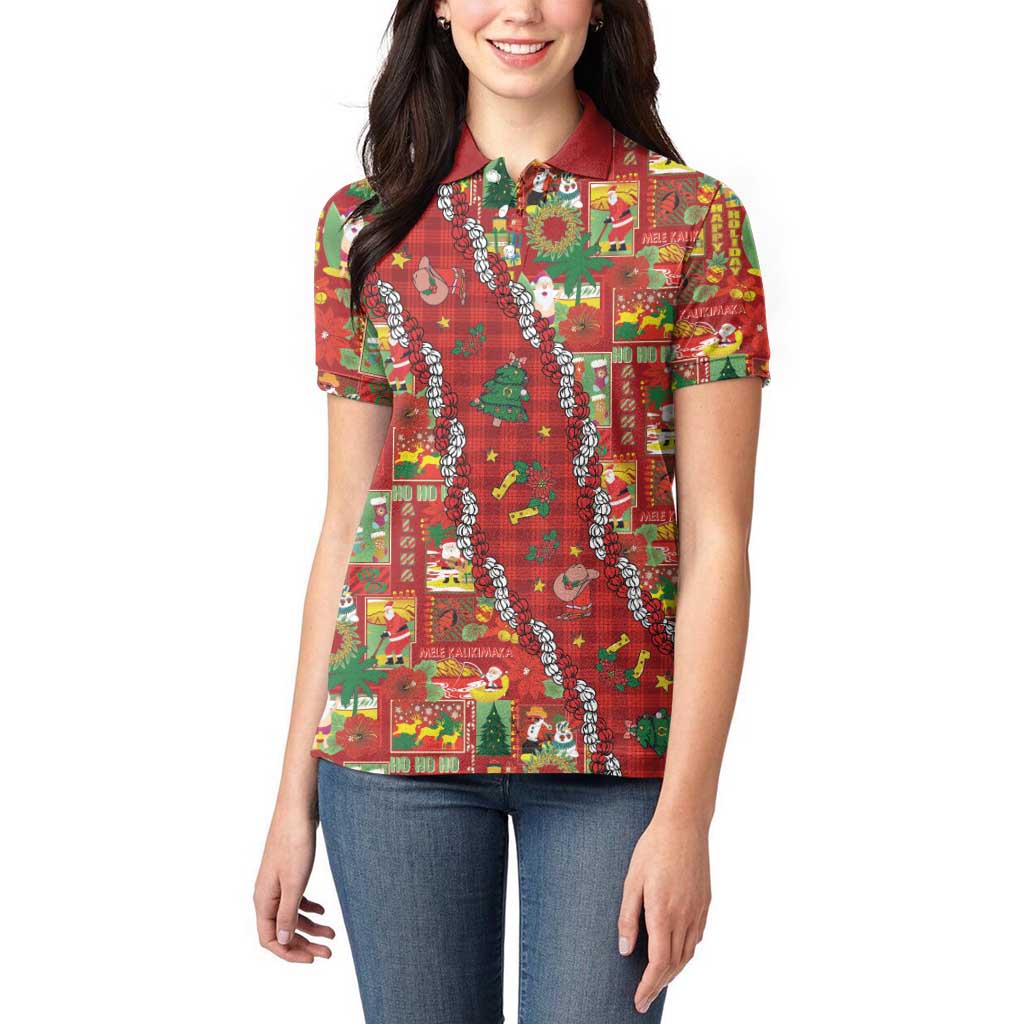 Mele Kalikimaka Pakalana Pikake Lei Women Polo Shirt Hawaiian Rodeo Paniolo Omaomao Palaka LT9 - Polynesian Pride