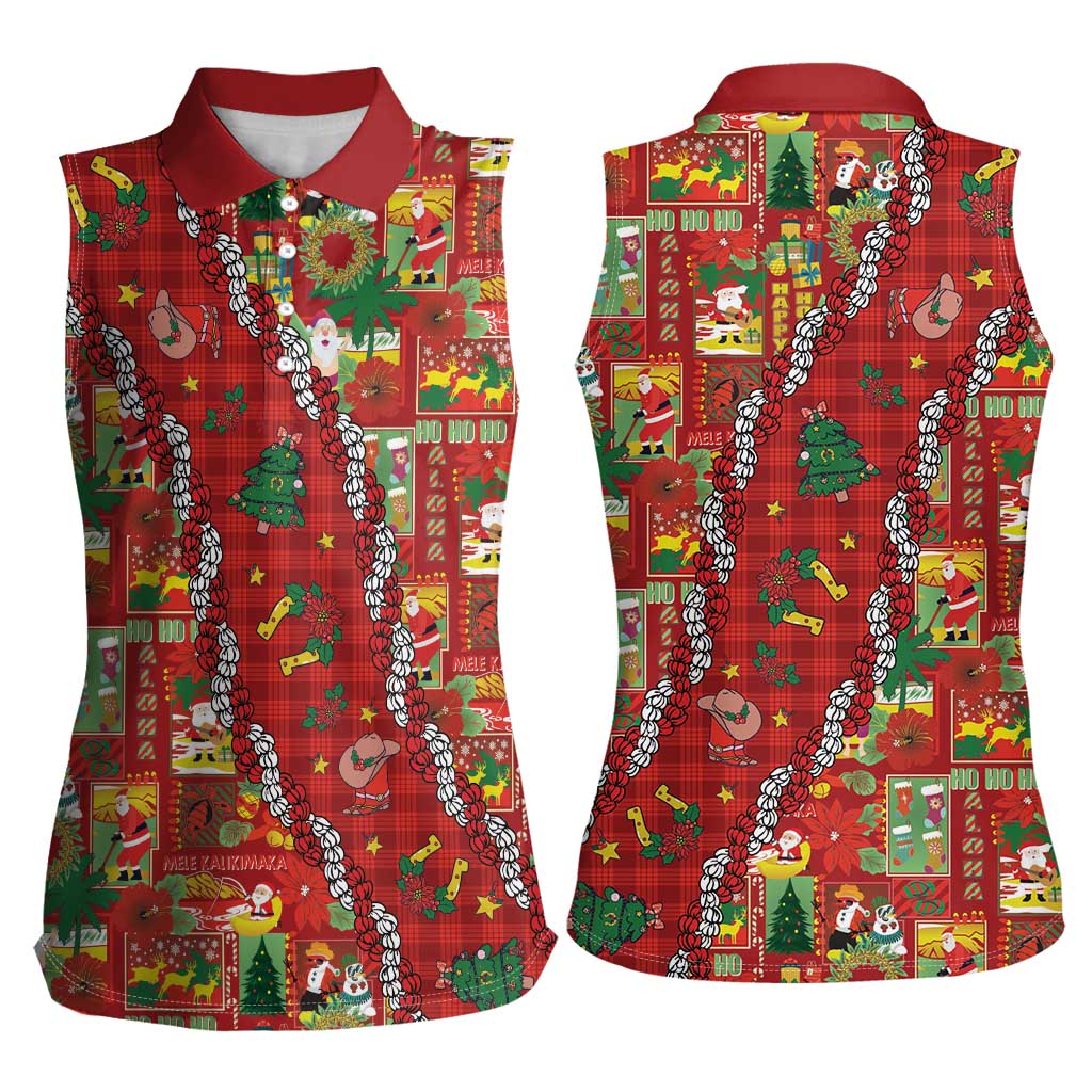 Mele Kalikimaka Pakalana Pikake Lei Women Sleeveless Polo Shirt Hawaiian Rodeo Paniolo Omaomao Palaka LT9 - Polynesian Pride