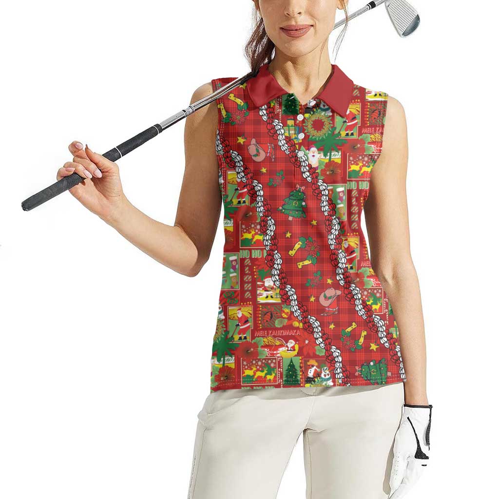 Mele Kalikimaka Pakalana Pikake Lei Women Sleeveless Polo Shirt Hawaiian Rodeo Paniolo Omaomao Palaka LT9 - Polynesian Pride