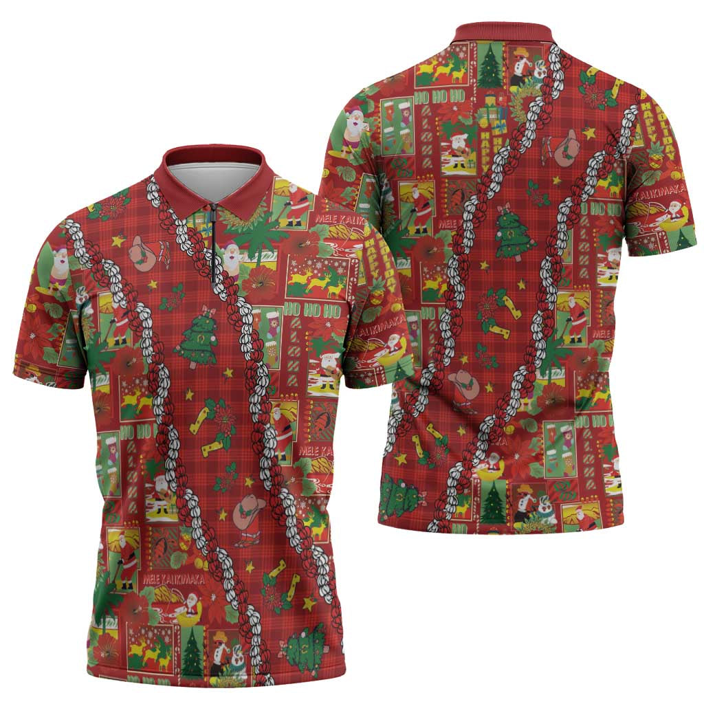 Mele Kalikimaka Pakalana Pikake Lei Zipper Polo Shirt Hawaiian Rodeo Paniolo Omaomao Palaka LT9 - Polynesian Pride