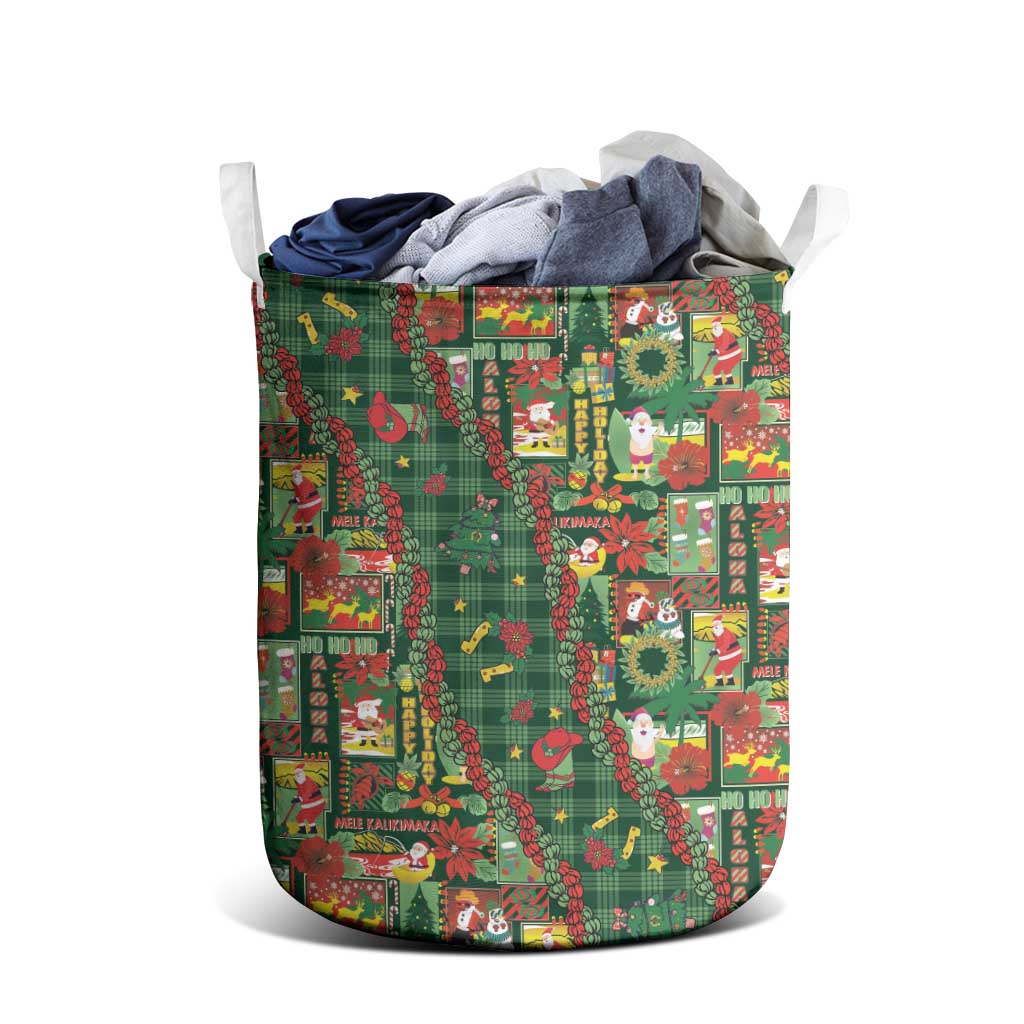 Mele Kalikimaka Pakalana Pikake Lei Laundry Basket Hawaiian Rodeo Paniolo Ulaula Palaka - Polynesian Pride