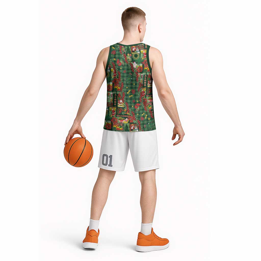 Mele Kalikimaka Pakalana Pikake Lei Basketball Jersey Hawaiian Rodeo Paniolo Ulaula Palaka - Polynesian Pride