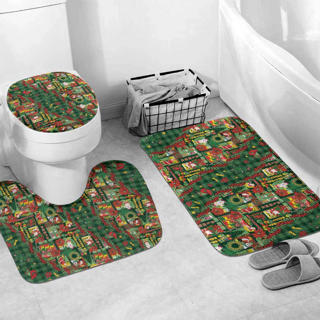 Mele Kalikimaka Pakalana Pikake Lei Bathroom Set Hawaiian Rodeo Paniolo Ulaula Palaka LT9 Mat Set Only (3 pcs) One Size Red - Polynesian Pride