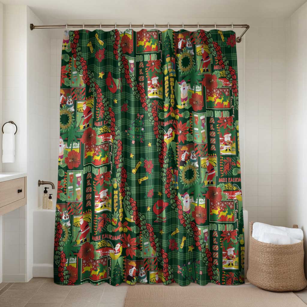 Mele Kalikimaka Pakalana Pikake Lei Bathroom Set Hawaiian Rodeo Paniolo Ulaula Palaka LT9 Shower Curtain Only Red - Polynesian Pride