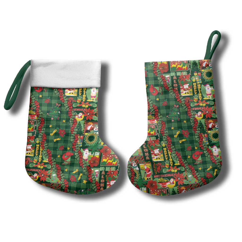 Mele Kalikimaka Pakalana Pikake Lei Christmas Stocking Hawaiian Rodeo Paniolo Ulaula Palaka - Polynesian Pride