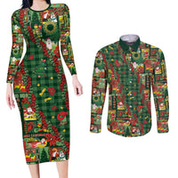Mele Kalikimaka Pakalana Pikake Lei Couples Matching Long Sleeve Bodycon Dress and Long Sleeve Button Shirt Hawaiian Rodeo Paniolo Ulaula Palaka LT9 Red - Polynesian Pride