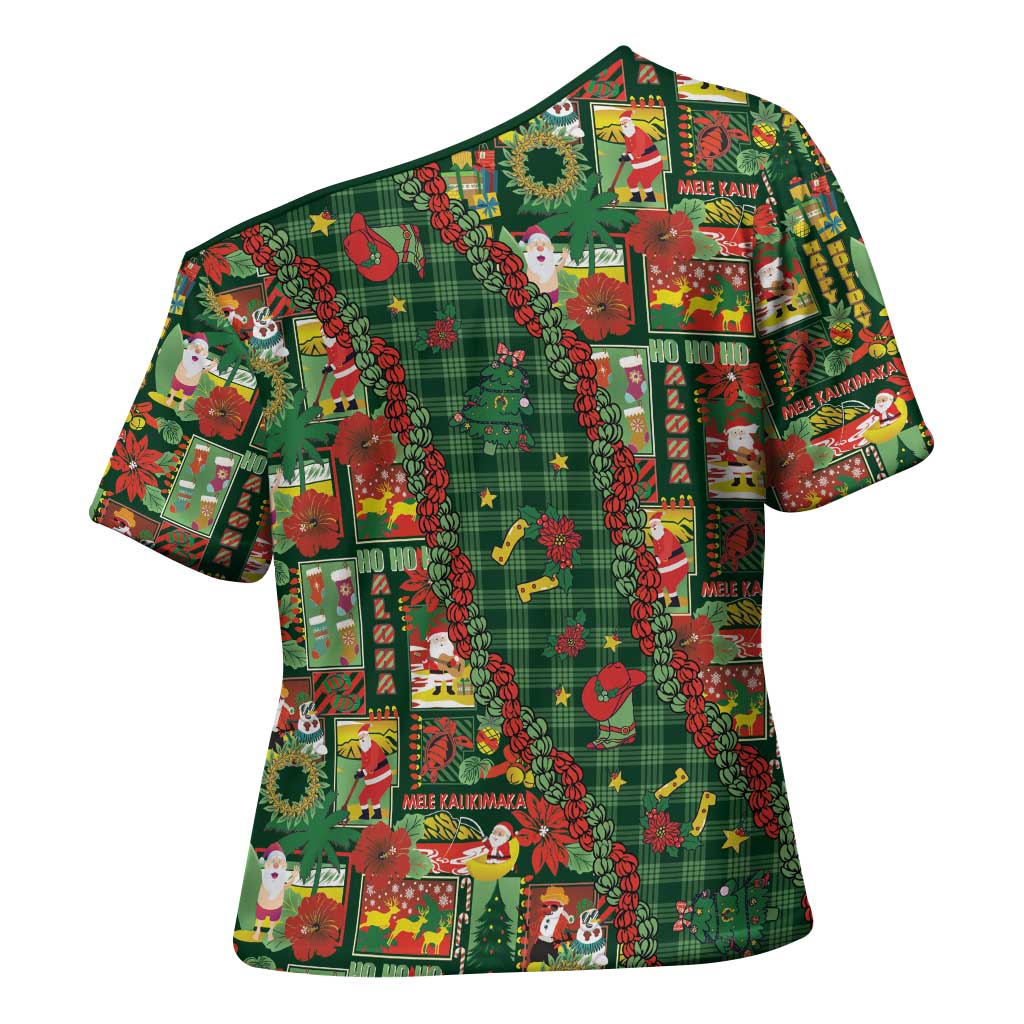 Mele Kalikimaka Pakalana Pikake Lei Cross Shoulder Shirt Hawaiian Rodeo Paniolo Ulaula Palaka - Polynesian Pride