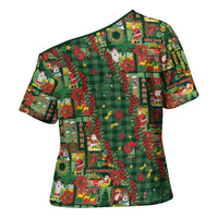 Mele Kalikimaka Pakalana Pikake Lei Cross Shoulder Shirt Hawaiian Rodeo Paniolo Ulaula Palaka - Polynesian Pride