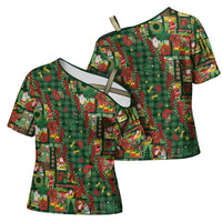 Mele Kalikimaka Pakalana Pikake Lei Cross Shoulder Shirt Hawaiian Rodeo Paniolo Ulaula Palaka - Polynesian Pride