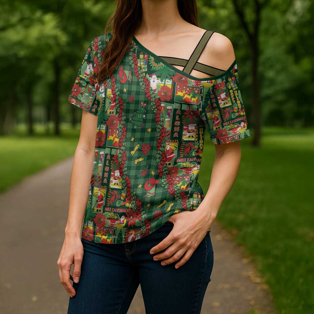 Mele Kalikimaka Pakalana Pikake Lei Cross Shoulder Shirt Hawaiian Rodeo Paniolo Ulaula Palaka - Polynesian Pride