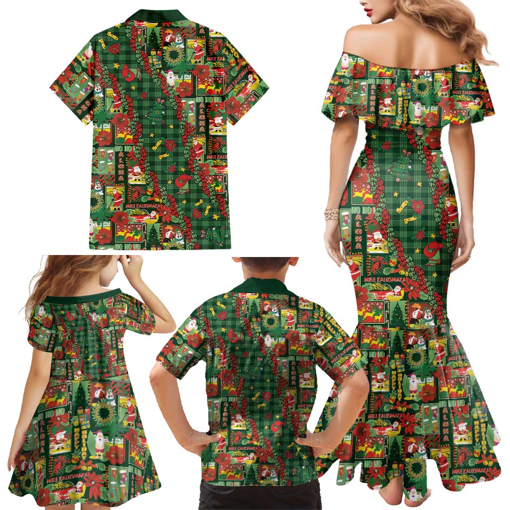 Mele Kalikimaka Pakalana Pikake Lei Family Matching Mermaid Dress and Hawaiian Shirt Hawaiian Rodeo Paniolo Ulaula Palaka LT9 - Polynesian Pride