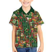 Mele Kalikimaka Pakalana Pikake Lei Family Matching Off Shoulder Maxi Dress and Hawaiian Shirt Hawaiian Rodeo Paniolo Ulaula Palaka LT9 Son's Shirt Red - Polynesian Pride