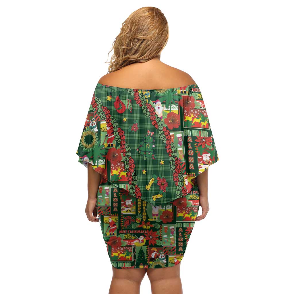Mele Kalikimaka Pakalana Pikake Lei Family Matching Off Shoulder Short Dress and Hawaiian Shirt Hawaiian Rodeo Paniolo Ulaula Palaka LT9 - Polynesian Pride