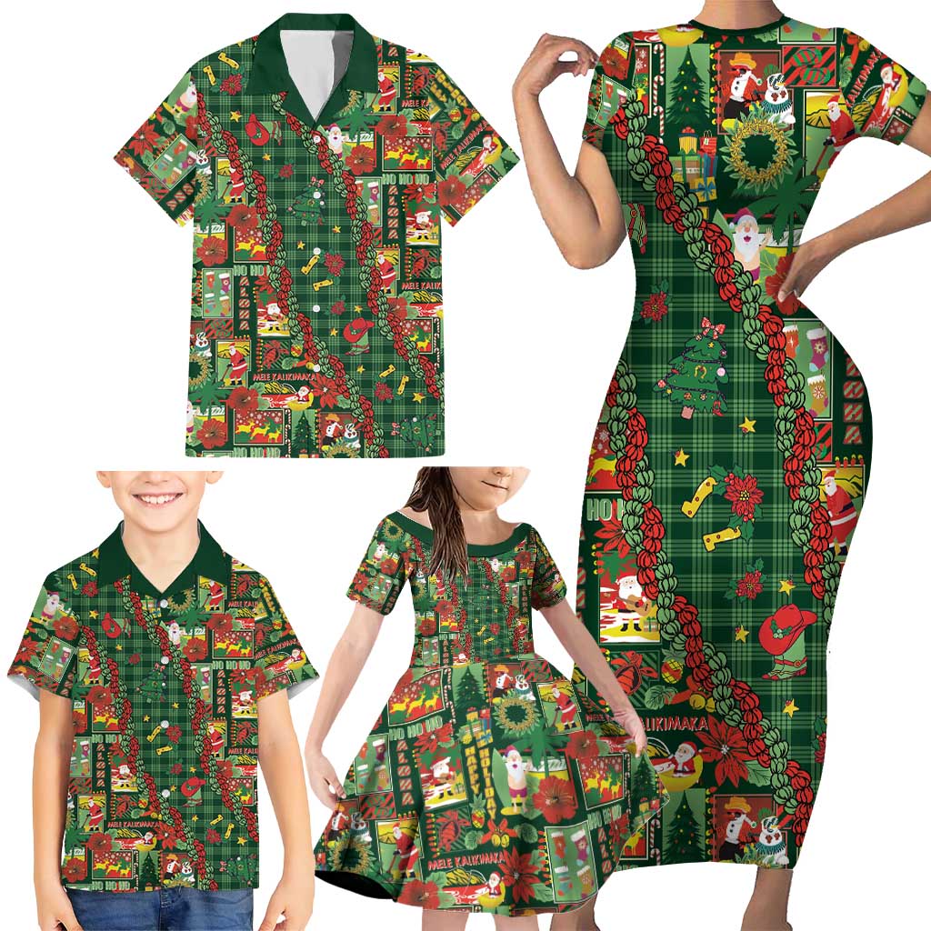 Mele Kalikimaka Pakalana Pikake Lei Family Matching Short Sleeve Bodycon Dress and Hawaiian Shirt Hawaiian Rodeo Paniolo Ulaula Palaka LT9 - Polynesian Pride