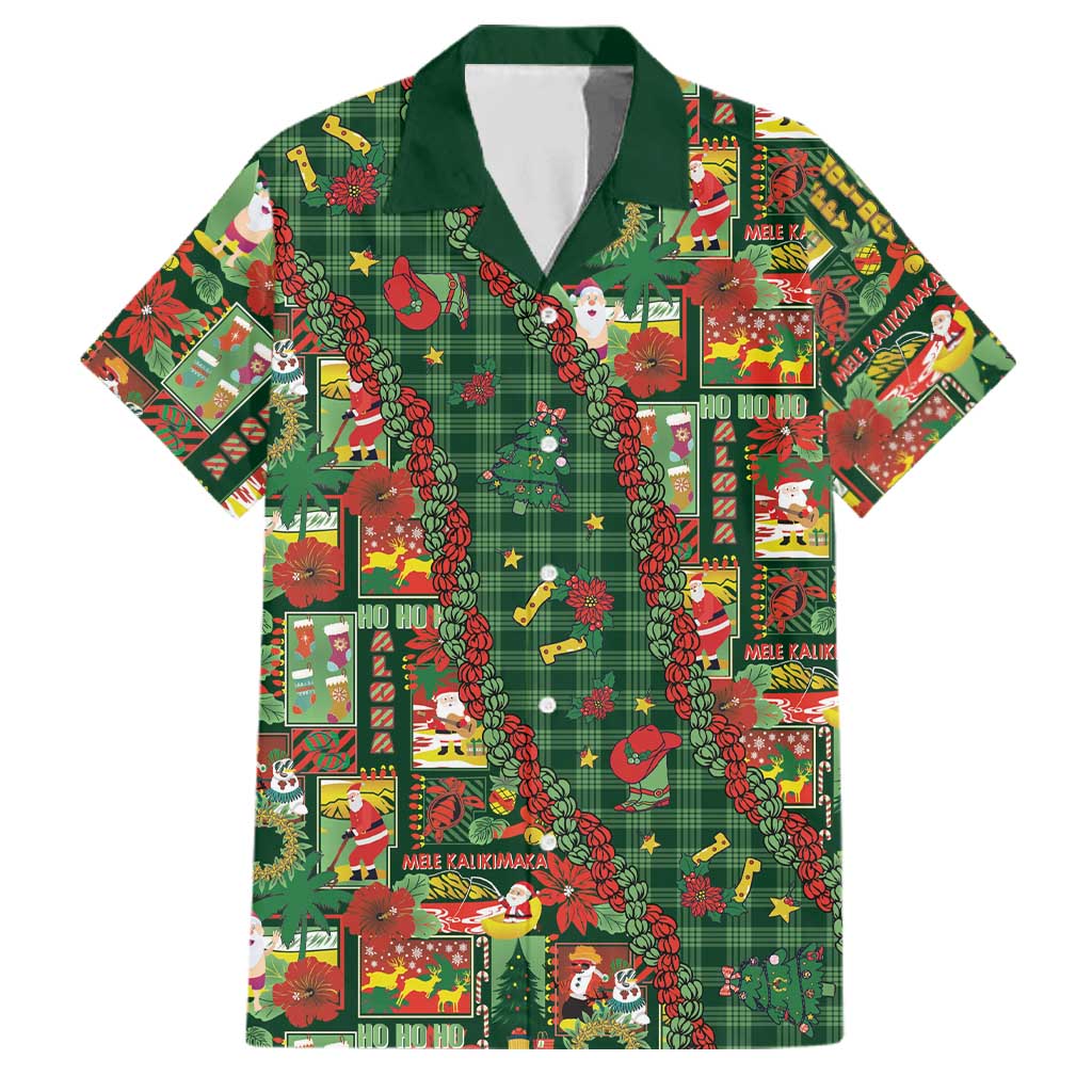 Mele Kalikimaka Pakalana Pikake Lei Family Matching Tank Maxi Dress and Hawaiian Shirt Hawaiian Rodeo Paniolo Ulaula Palaka LT9 Dad's Shirt - Short Sleeve Red - Polynesian Pride