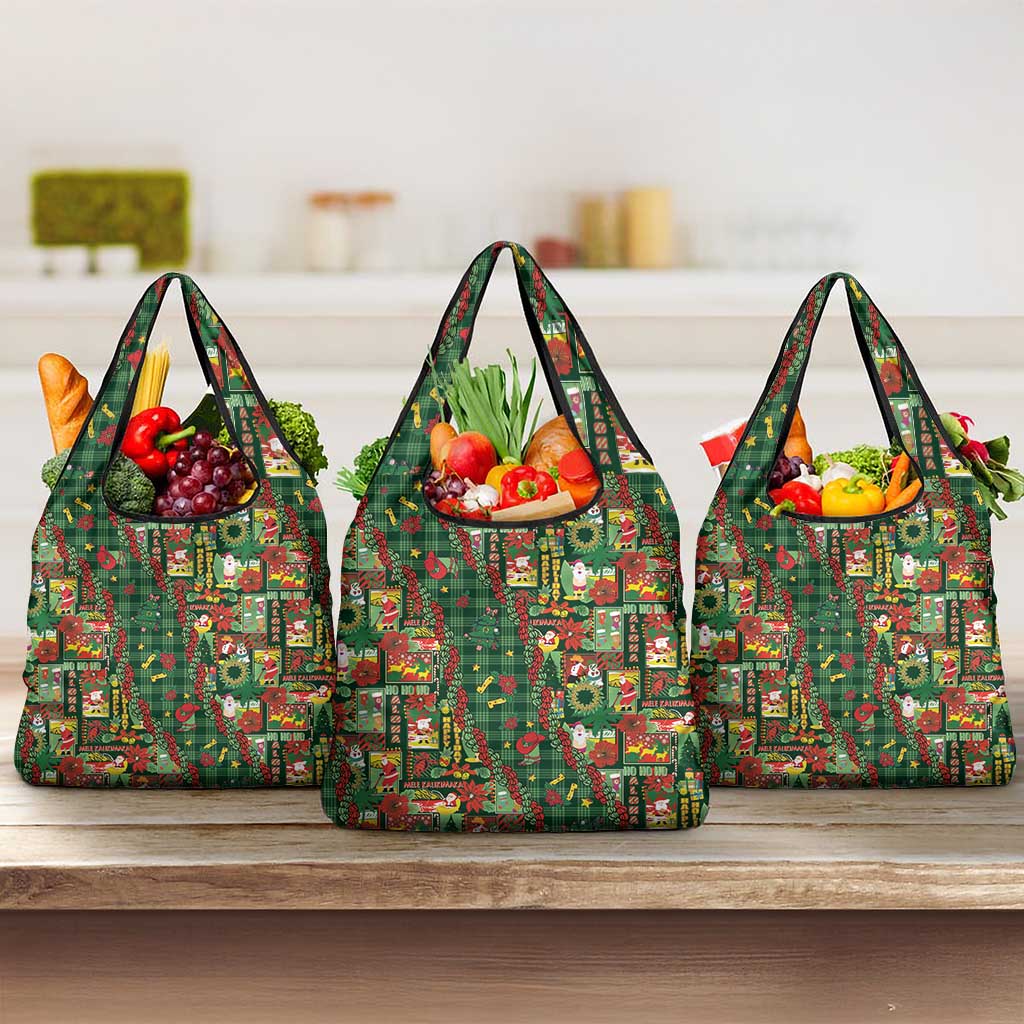 Mele Kalikimaka Pakalana Pikake Lei Grocery Bag Hawaiian Rodeo Paniolo Ulaula Palaka - Polynesian Pride