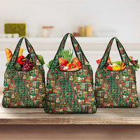 Mele Kalikimaka Pakalana Pikake Lei Grocery Bag Hawaiian Rodeo Paniolo Ulaula Palaka - Polynesian Pride