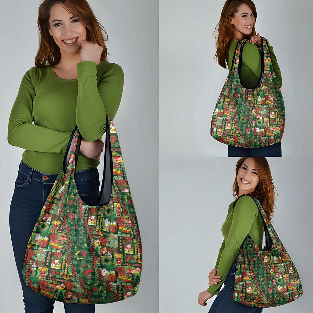 Mele Kalikimaka Pakalana Pikake Lei Grocery Bag Hawaiian Rodeo Paniolo Ulaula Palaka - Polynesian Pride