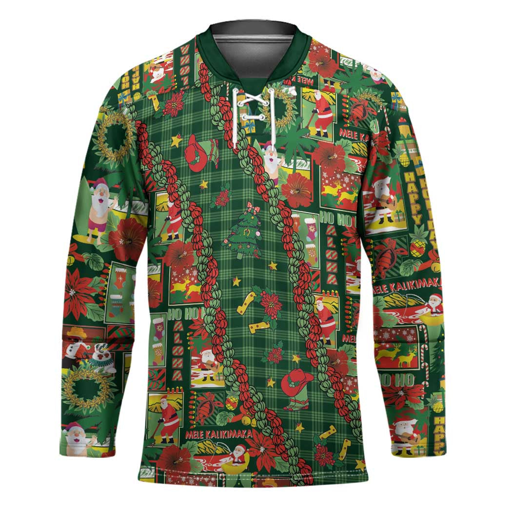 Mele Kalikimaka Pakalana Pikake Lei Hockey Jersey Hawaiian Rodeo Paniolo Ulaula Palaka - Polynesian Pride