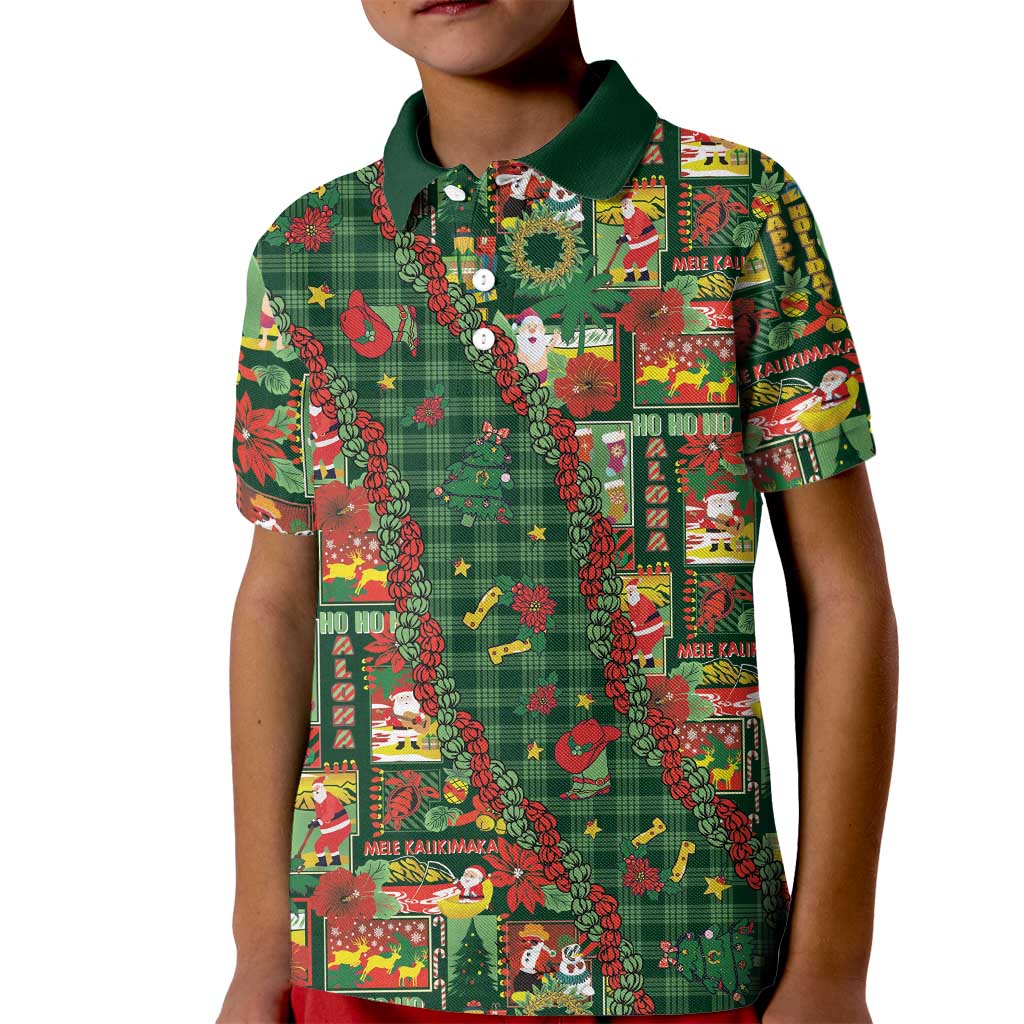 Mele Kalikimaka Pakalana Pikake Lei Kid Polo Shirt Hawaiian Rodeo Paniolo Ulaula Palaka LT9 Kid Red - Polynesian Pride